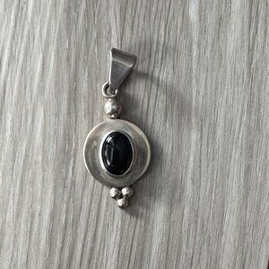 Sterling Silver Pendant with Black Onyx  Stone